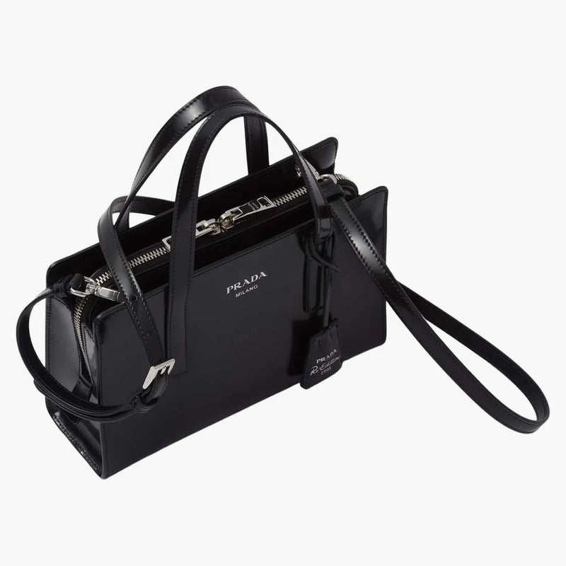 Prada Re-edition 1995 Brushed-leather Mini Handbag Black