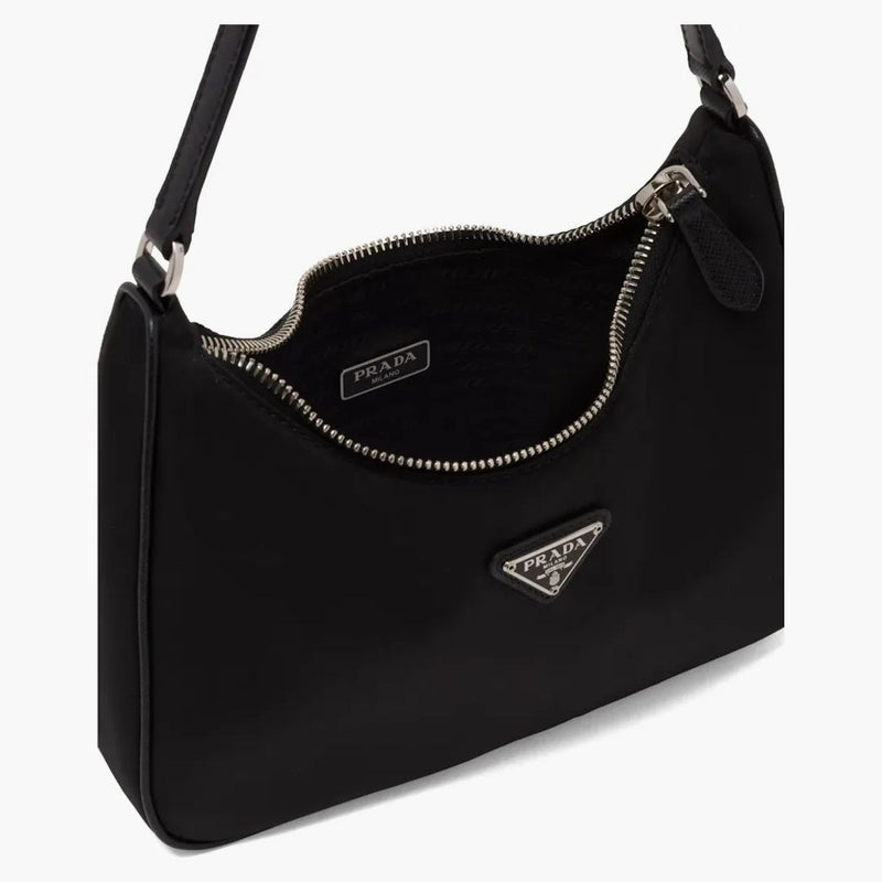 Prada Re-edition 2005 Mini Bag Nylon Saffiano Leather Strap Black