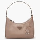 Prada Re-edition 2005 Mini Bag Nylon Saffiano Leather Strap Cameo Beige