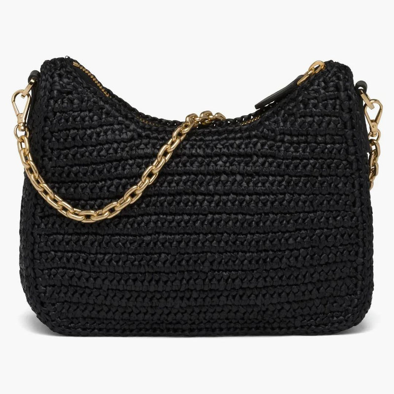 Prada Re-edition 2005 Raffia Bag Black