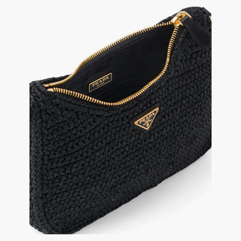 Prada Re-edition 2005 Raffia Bag Black