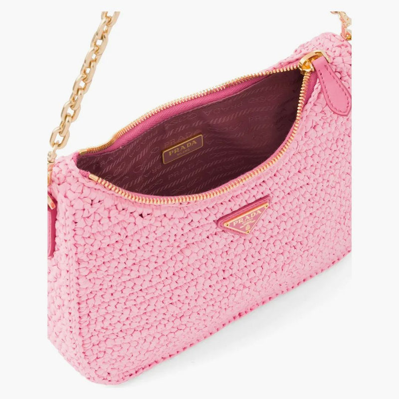 Prada Re-edition 2005 Raffia Bag Petal Pink
