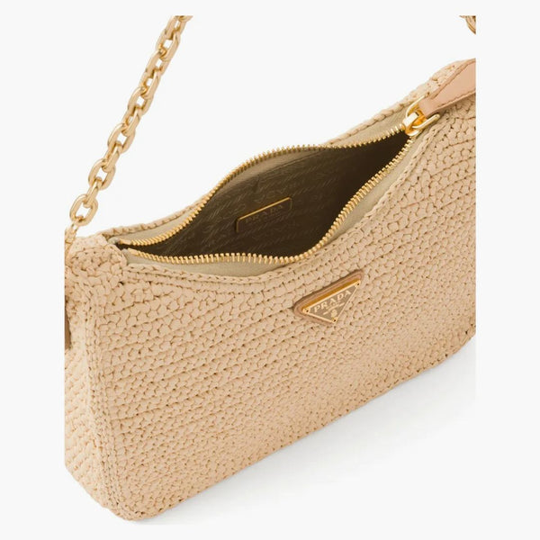 Prada Re-edition 2005 Raffia Bag Tan