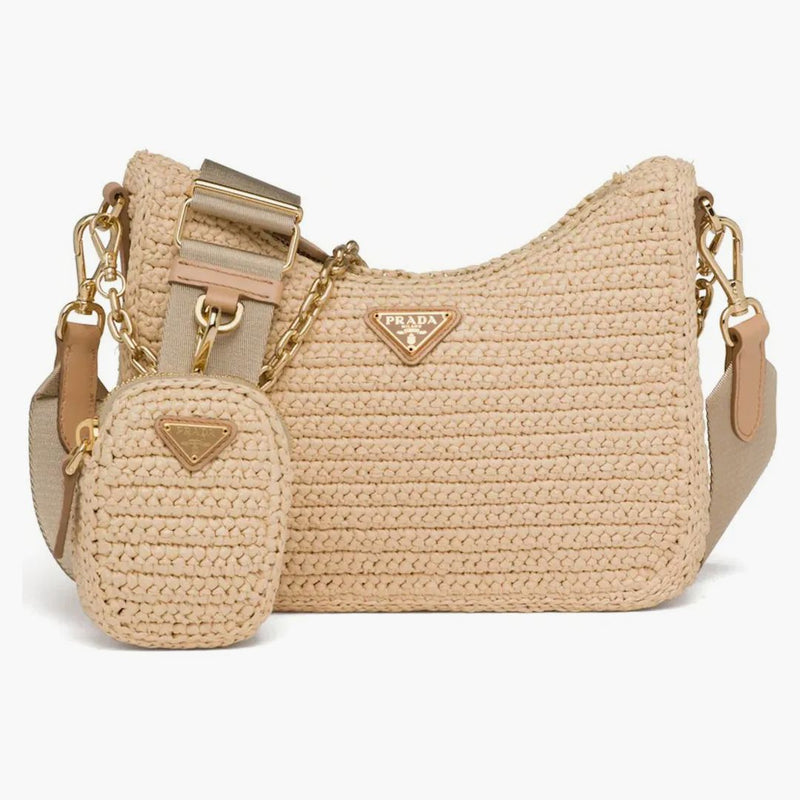 Prada Re-edition 2005 Raffia Bag Tan