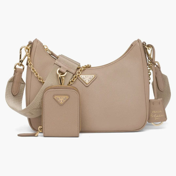 Prada Re-edition 2005 Saffiano Leather Bag Cameo Beige