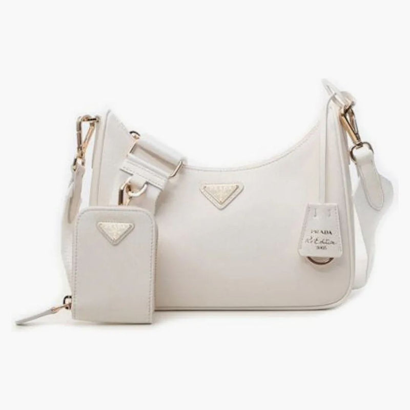 Prada Re-edition 2005 Saffiano Leather Shoulder Bag White