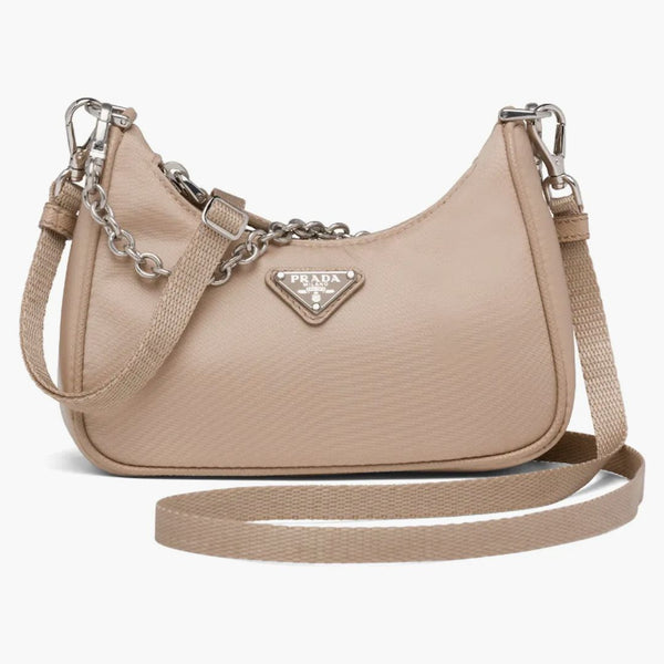 Prada Re-edition Shoulder Bag Mini Nylon Cameo Beige