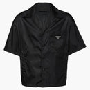 Prada Re-nylon Short Sleeved Cropped Bowling Shirt Black
