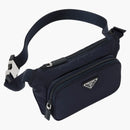 Prada Re-Nylon and Saffiano Leather Shoulder Bag Navy