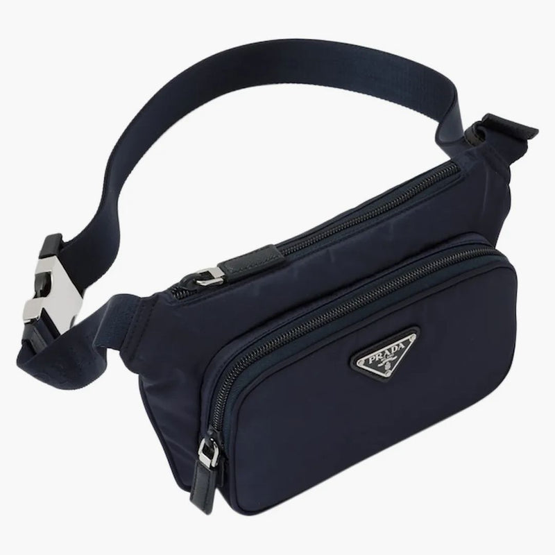 Prada Re-nylon And Saffiano Leather Shoulder Bag Navy