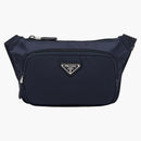 Prada Re-Nylon and Saffiano Leather Shoulder Bag Navy