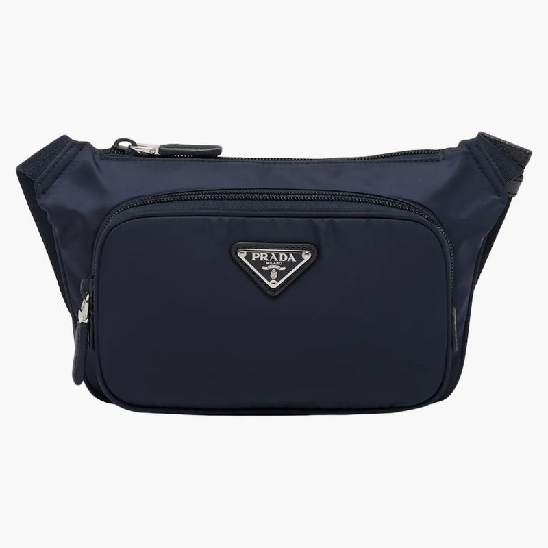 Prada Re-nylon And Saffiano Leather Shoulder Bag Navy