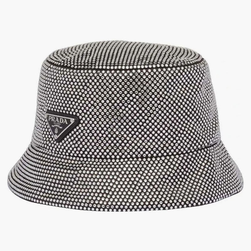 Prada Satin Bucket Hat With Crystals Crystal