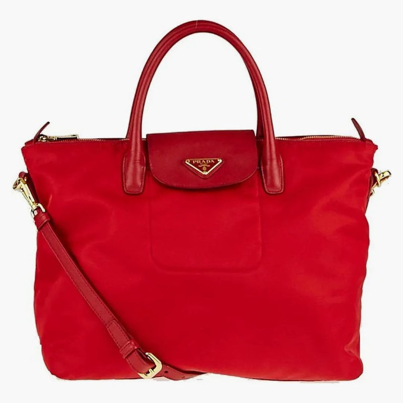 Prada Shopping Tote Tessuto Saffiano Red