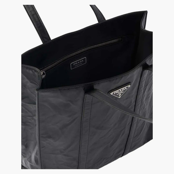 Prada Small Antique Nappa Leather Tote Black