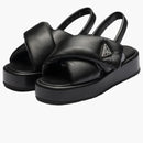 Prada Soft Padded 35mm Wedge Sandals Black Nappa Leather