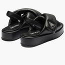 Prada Soft Padded 35mm Wedge Sandals Black Nappa Leather