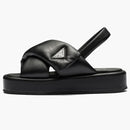 Prada Soft Padded 35mm Wedge Sandals Black Nappa Leather