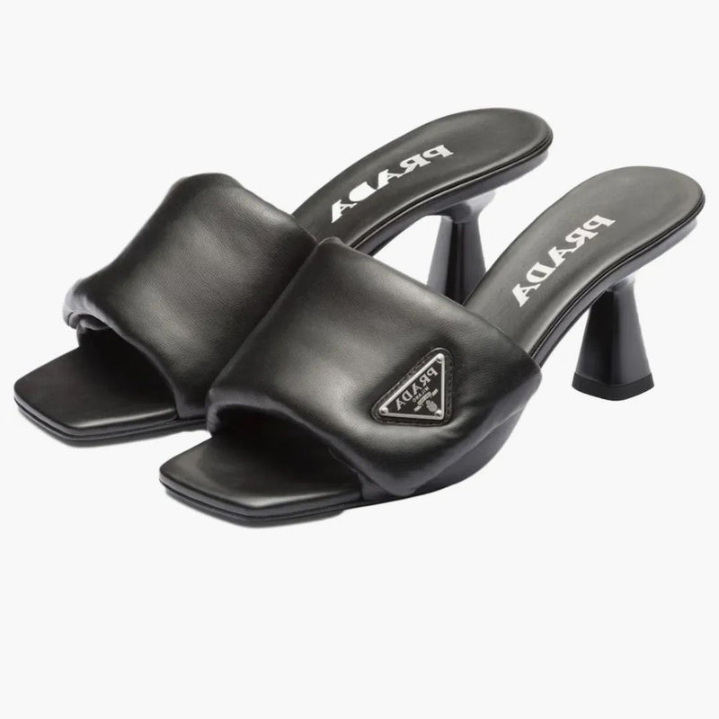 Prada Soft Padded 65mm Sandals Black Nappa Leather