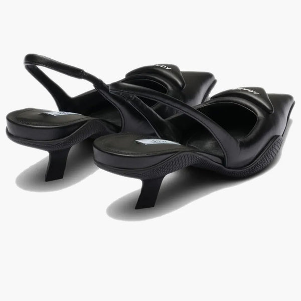 Prada Soft Padded Slingback Pumps Black Leather