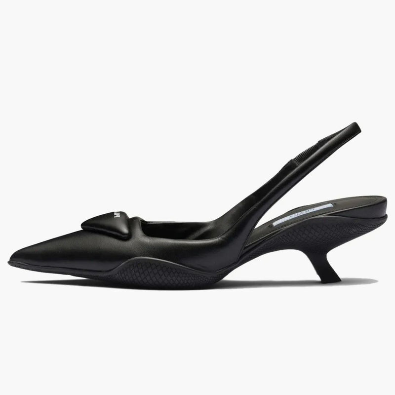 Prada Soft Padded Slingback Pumps Black Leather