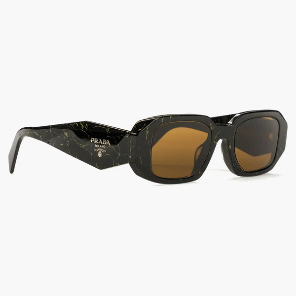 Prada solglasögon PR 17WSF Svart/gul marmor/mörkbrun (PR17WSF-19D01T-51)
