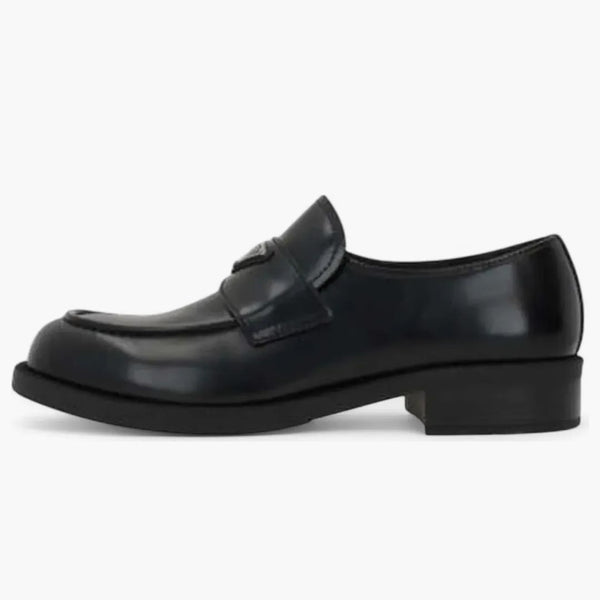Prada Triangle-logo Slip-on Loafers Black