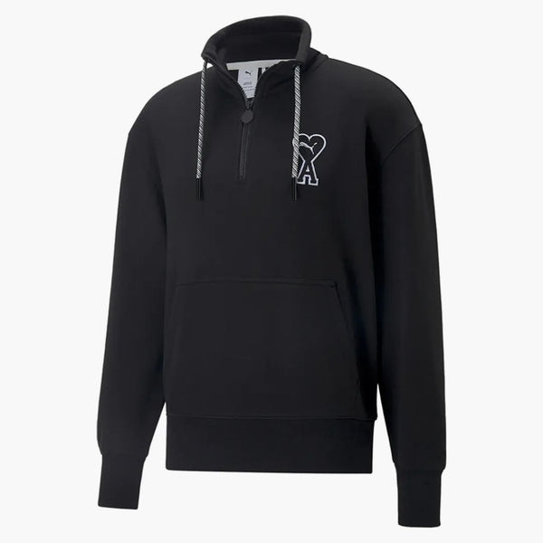 Puma x ami poloviční zip mikina černá