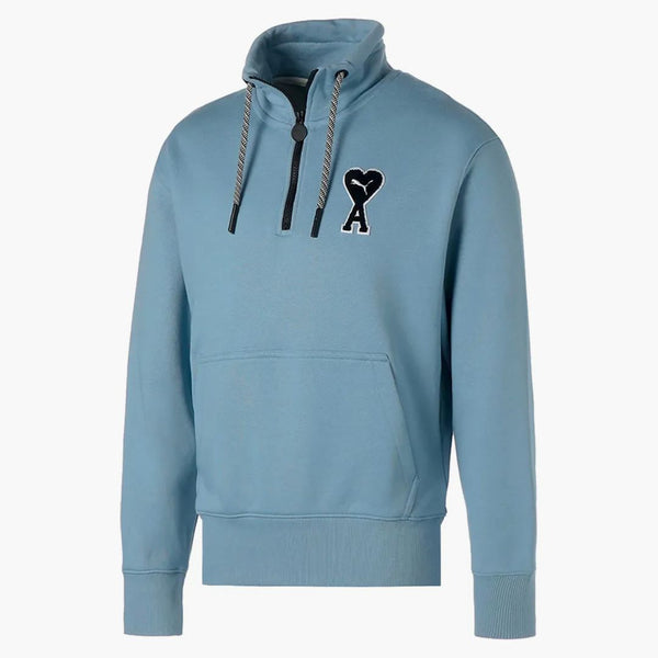 Puma x ami poloviční zip mikina zmizená džínovina