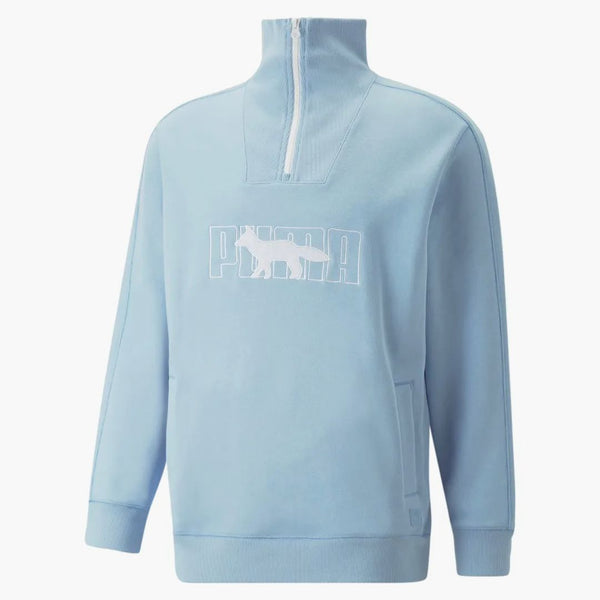 Puma x Maison Kitsune Half-Zip svetr modrá