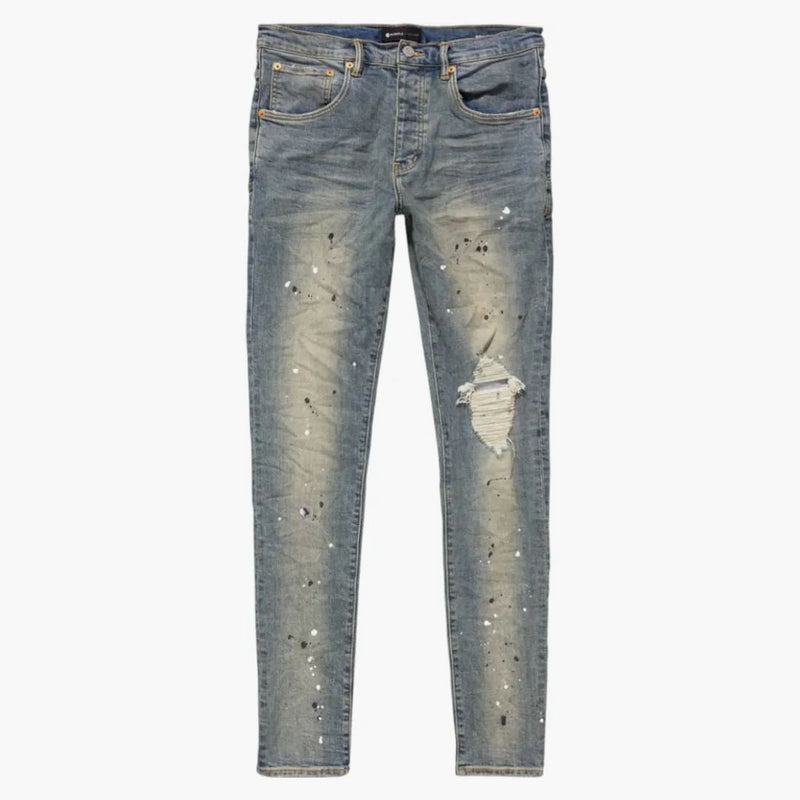 Purple Brand Blotted Paint Blowout Jeans Mid Indigo
