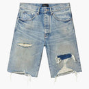 Purple Brand Faros Rip Patched Shorts Indigo