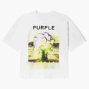 Fioletowa marka Teksturowana koszulka koszulka biała