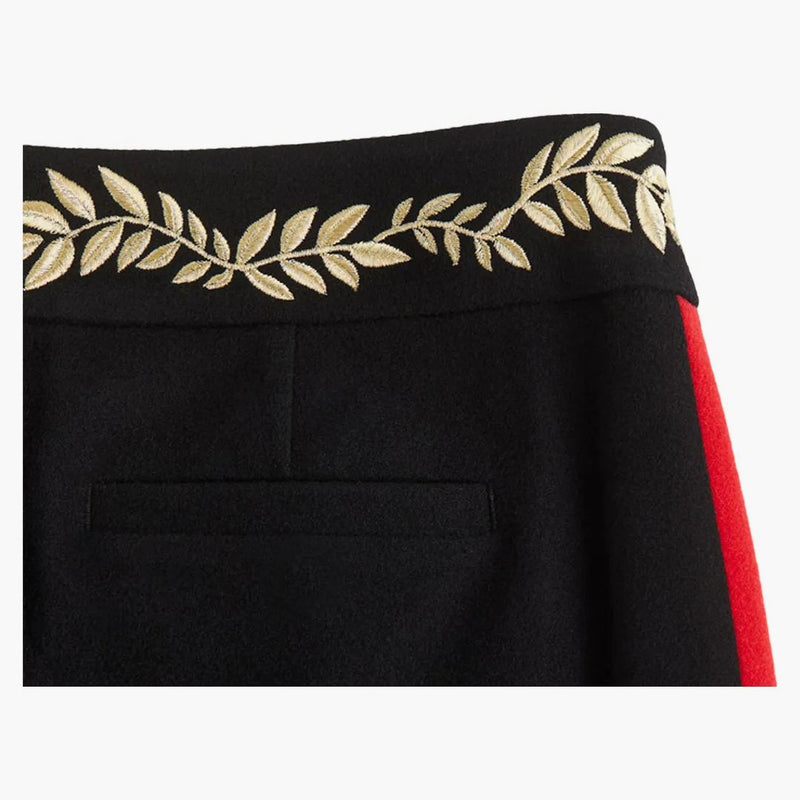 Rabanne H & M Embroidered Wool Pants Black