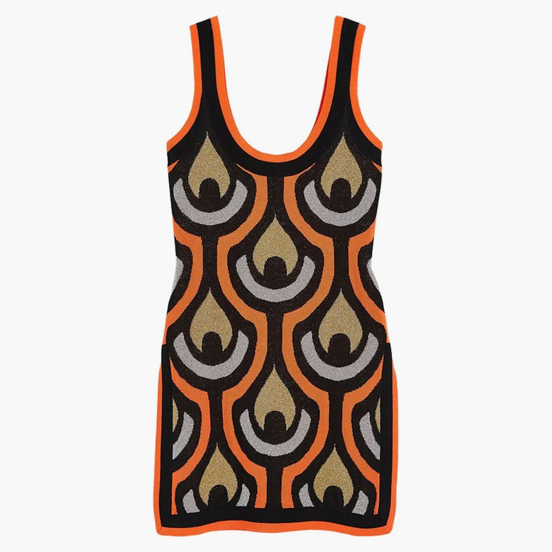 Rabanne H&M třpytivá Jacquard-Knit Mini Dress Orange Multicolor