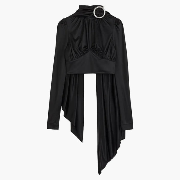 Rabanne H&M Jersey Scarf-Detail Top Black