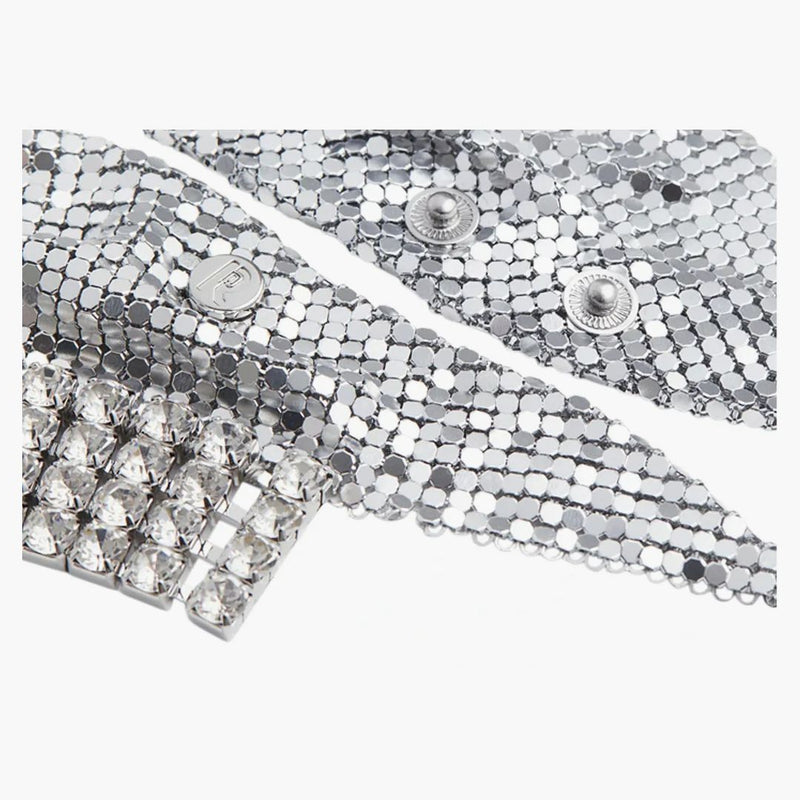 Rabanne H&M Metal-Mesh Triangle Scarf med frans silver