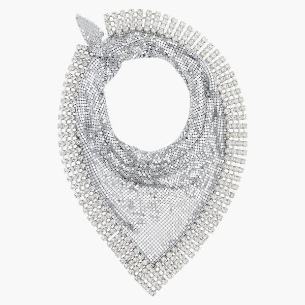 Rabanne H&M Metal-Mesh Triangle Scarf s okrajovým stříbrem