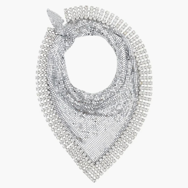 Rabanne H&M Metal-Mesh Triangle Scarf med frans silver