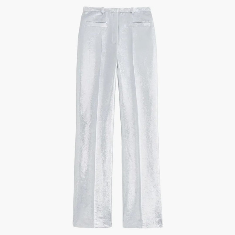 Rabanne H&M Shimmery Metallic Dress Pants Silver