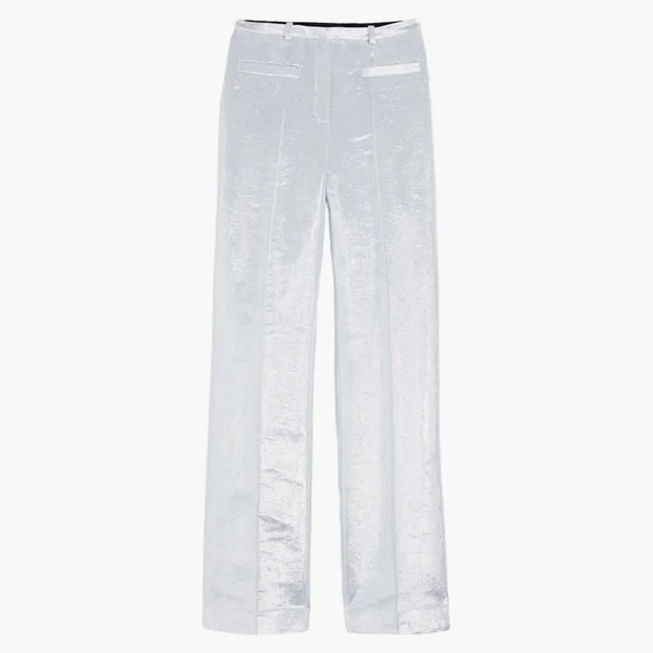 Rabanne H&M Shimmery Metallic Dress Pants Silver