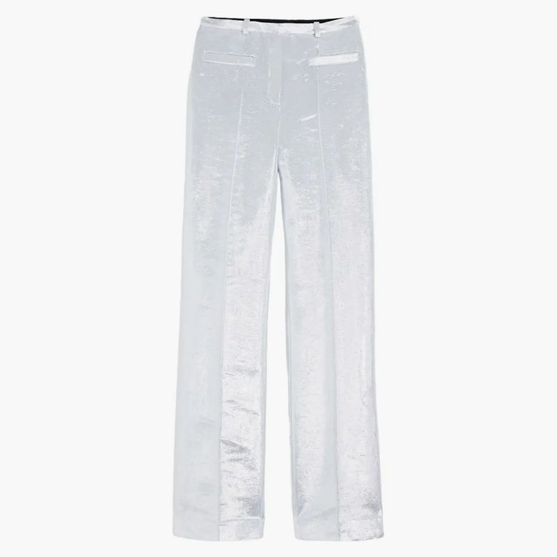 Rabanne H&M Shimmery Metallic Dress Pants Silver