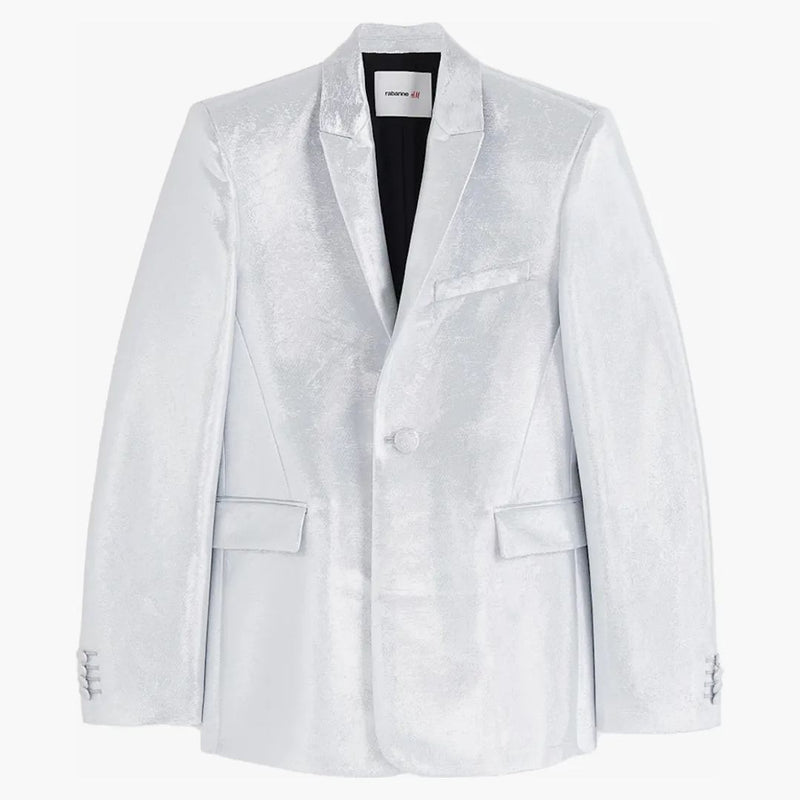 Rabanne H & M Shimmery Metallic Suit Jacket (mens) Silver