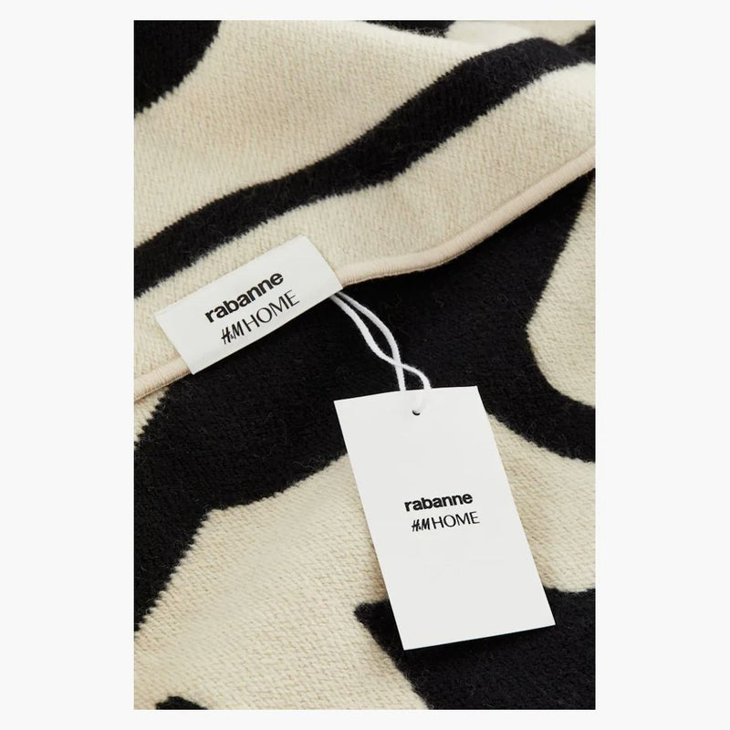 Rabanne H&M Wool-Blend Logo Throw Beige/Black