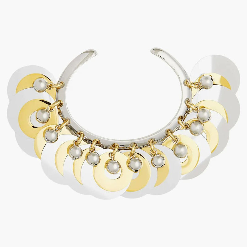 Rabanne H&M Beaded Disc-Embellished Bangle Silver/Gold