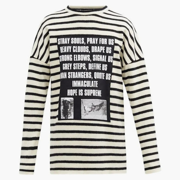 RAF SIMONS Archive Redux SS02 Wiersz w paski wełniany sweter wełniany biały/czarny