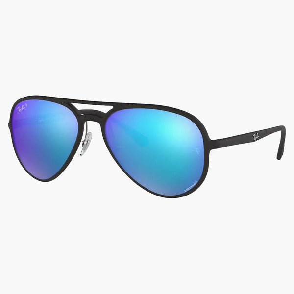 Ray-ban Chromance Sunglasses Matte Black/blue Mirror (rb4320ch)