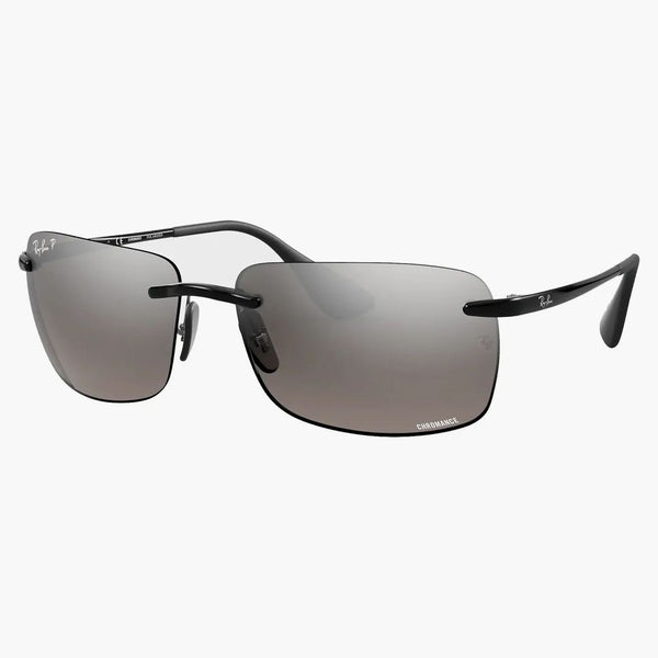 Ray-ban Chromance Sunglasses Shiny Black/grey Silver Mirror (rb4255)