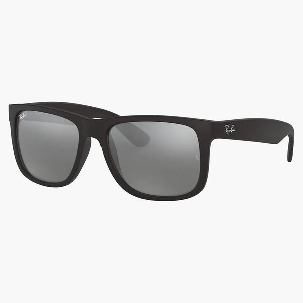 Ray-ban Justin Rubberised Sunglasses Black/mirrored Grey/silver (rb4165 622/6g 51)