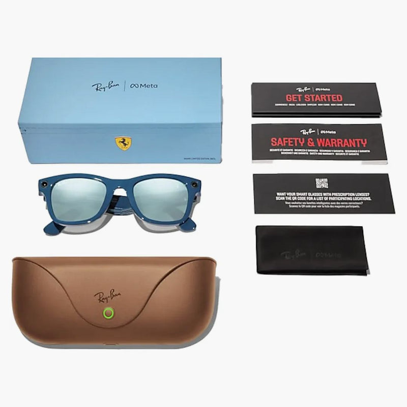 Ray-ban Meta Wayfarer Scuderia Ferrari Miami Ltd Sunglasses Rw4006m F7016j 50-22 Shiny Garage Blue